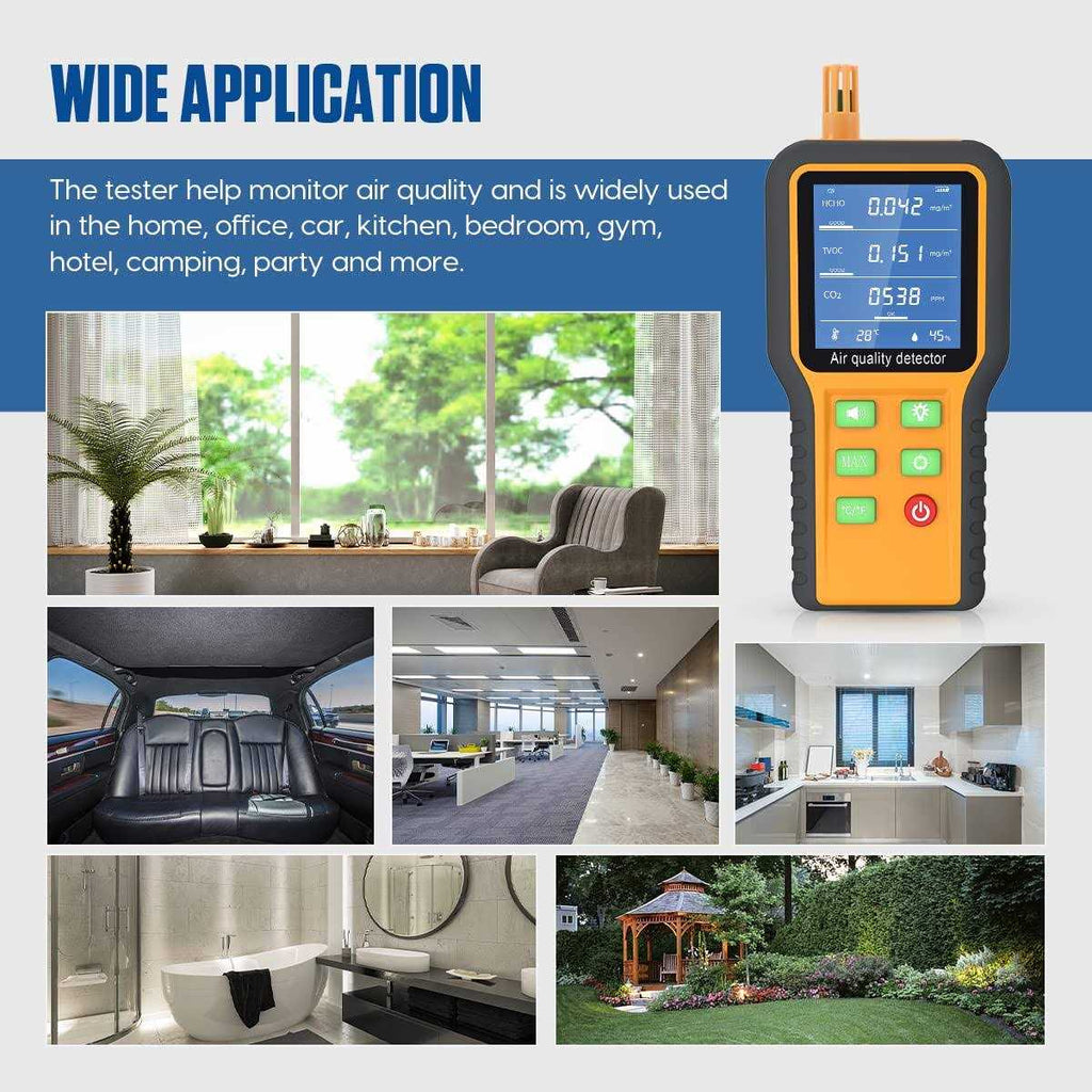 CMTOOL Air Quality Monitor Indoor CO2 Meter Portable Formaldehyde Detector H8254