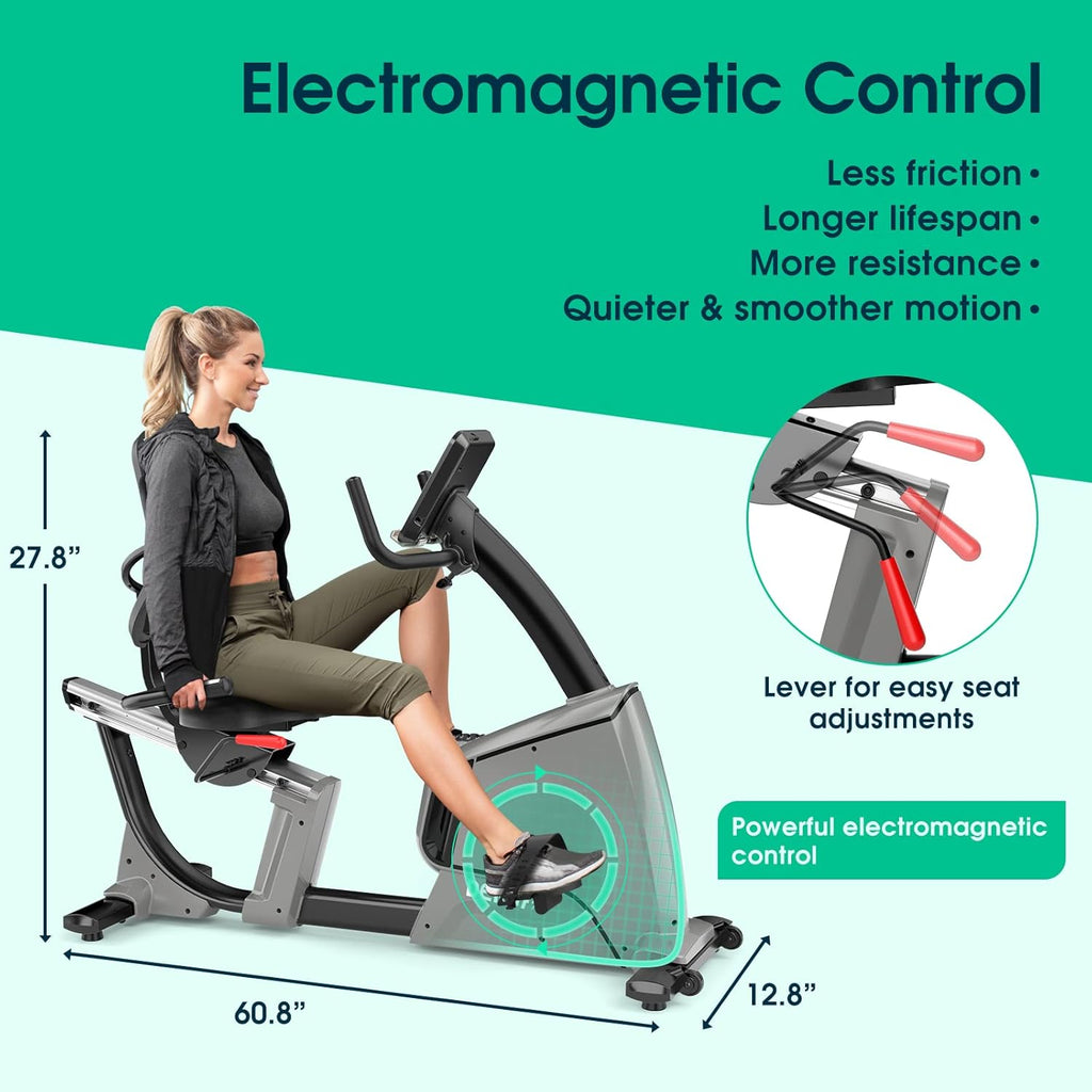 Recumbent Exercise Bike Electromagnetic, 32 Levels Resistance, 330Lbs Capacity S137