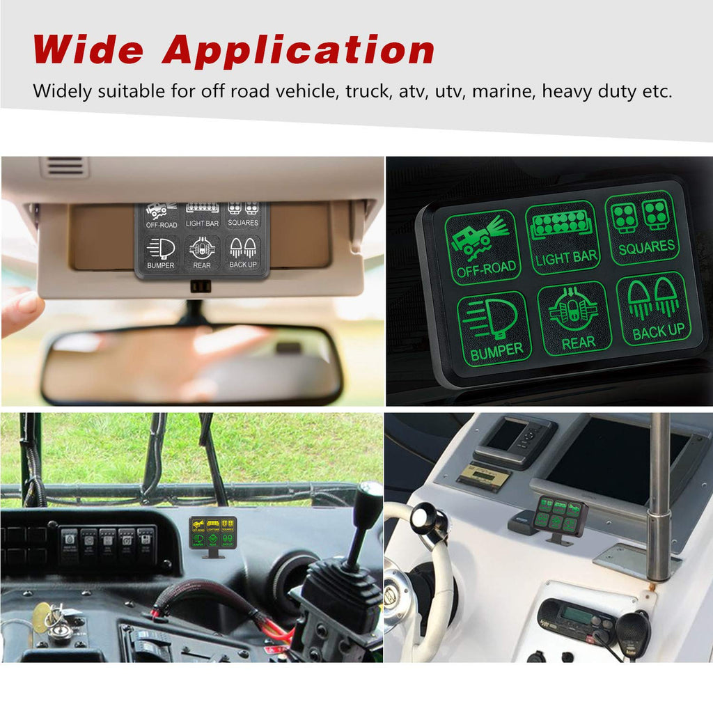 6 Gang Switch Panel Kit with Relay System for Car Marine Boat ATV UTV Truck R242