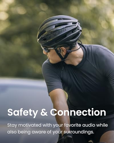 SHOKZ OpenRun Open-Ear Bone Conduction Sport Headphones, Sweat Resistant, Black B872