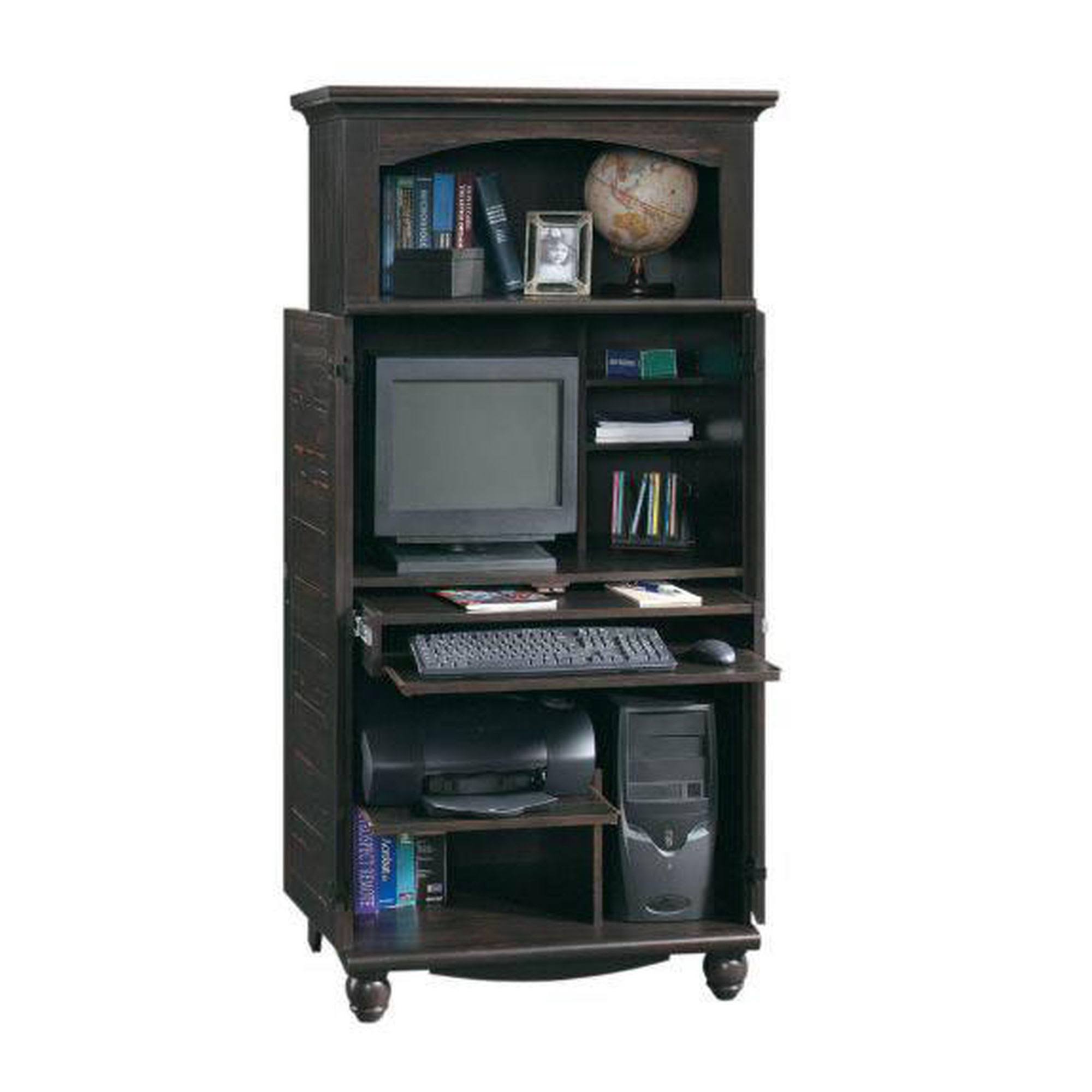 Sauder Harbor View Computer Armoire Antiqued Paint