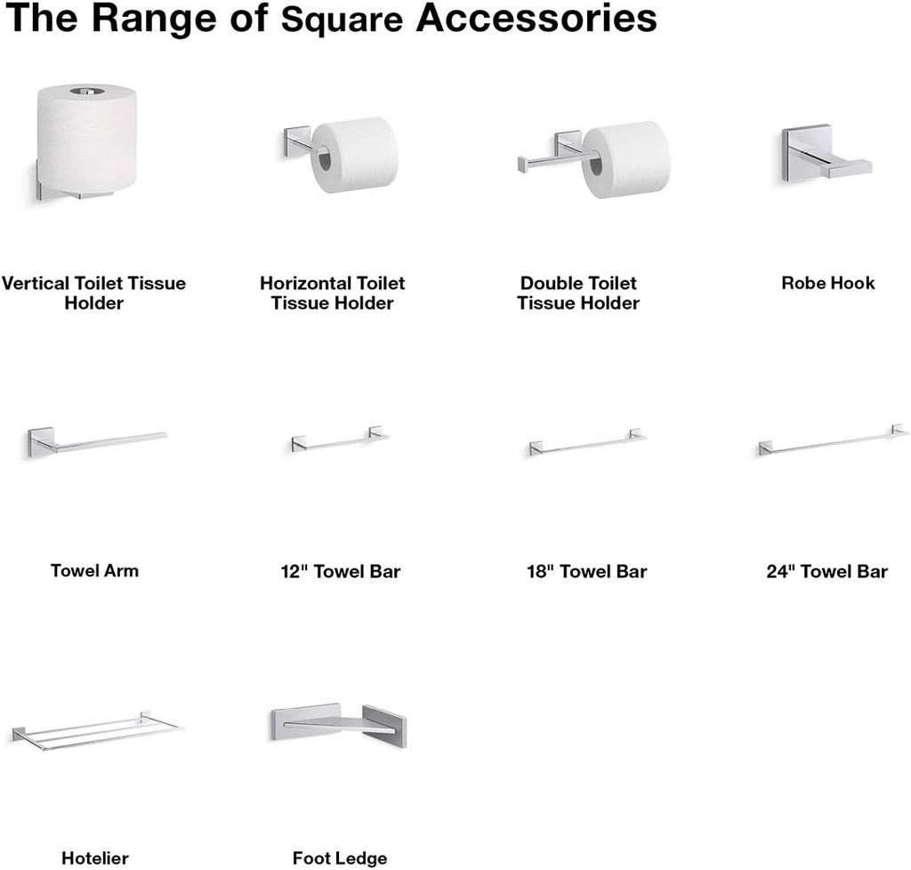 Kohler K-23296-BN Square Grab Bar, Brushed Nickel R9044