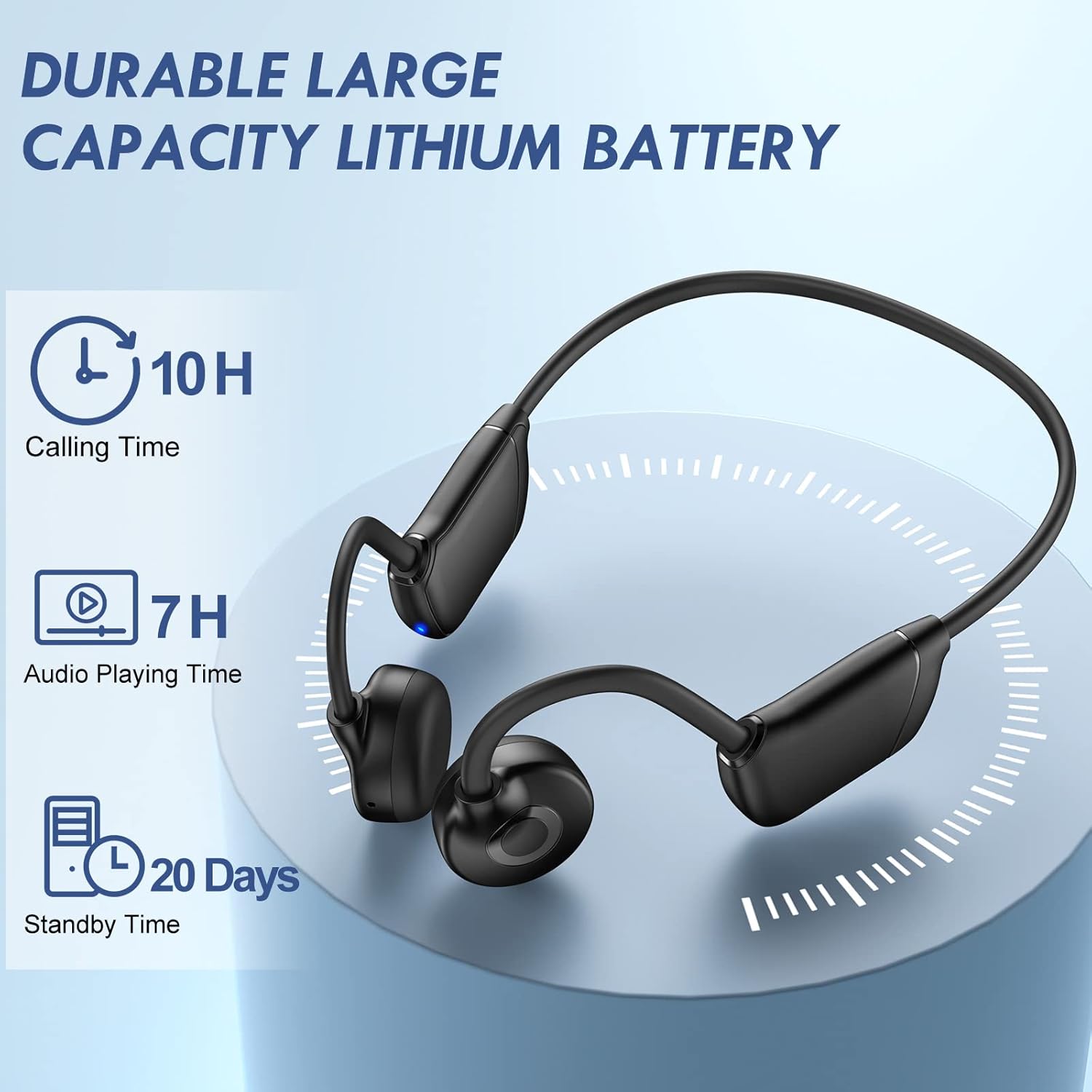 QODISA Bone Conduction Headphones Wireless Open Ear Bluetooth 5.3 IPX7 for Running Cycling Driving (2 Pack) C902
