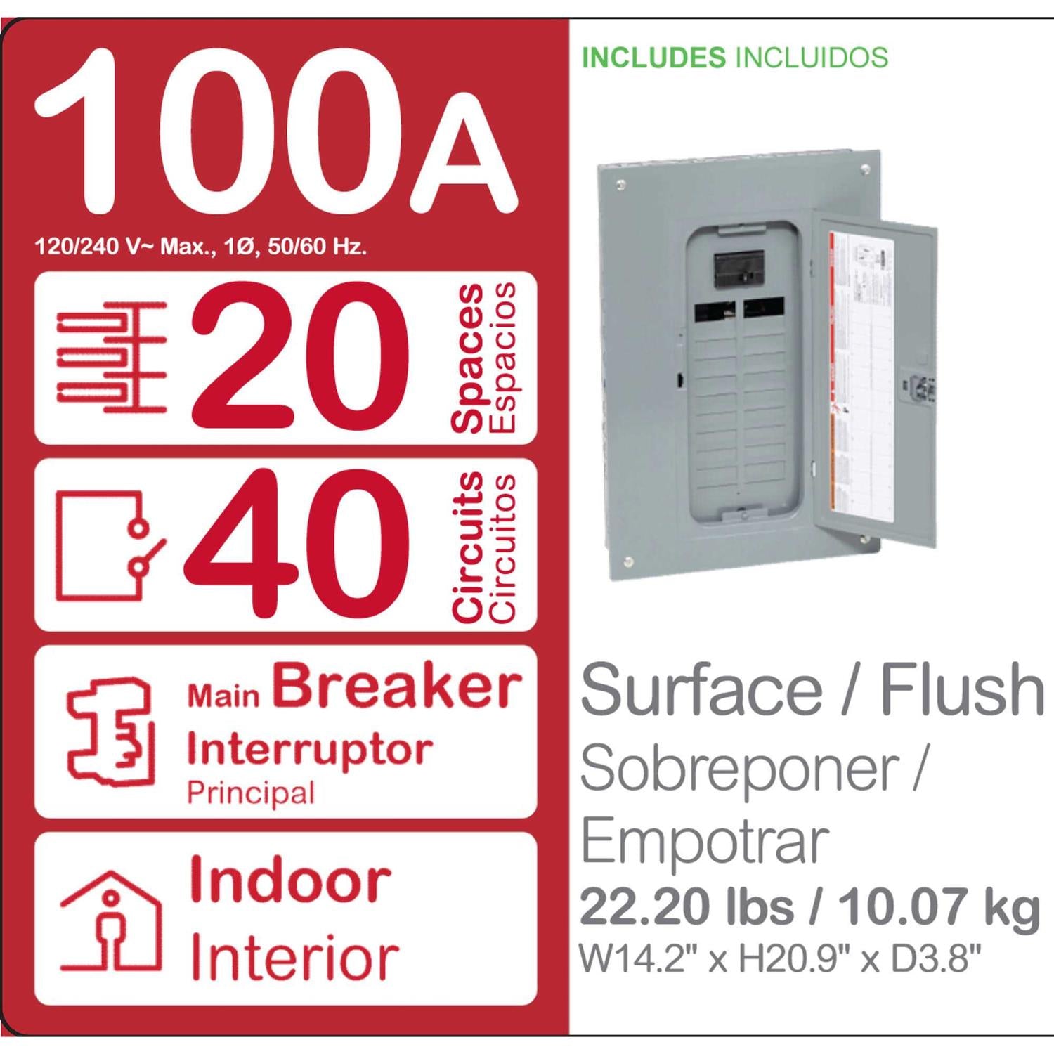 Square D Homeline 100A Main Breaker Load Center G766050