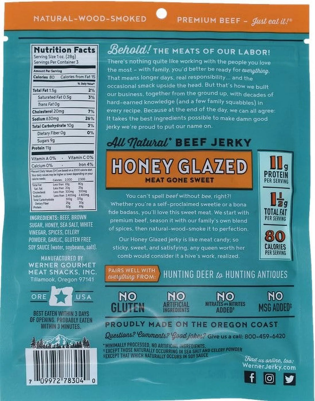 Werner 8 oz. All Natural Honey Glazed Steak Bites P7409