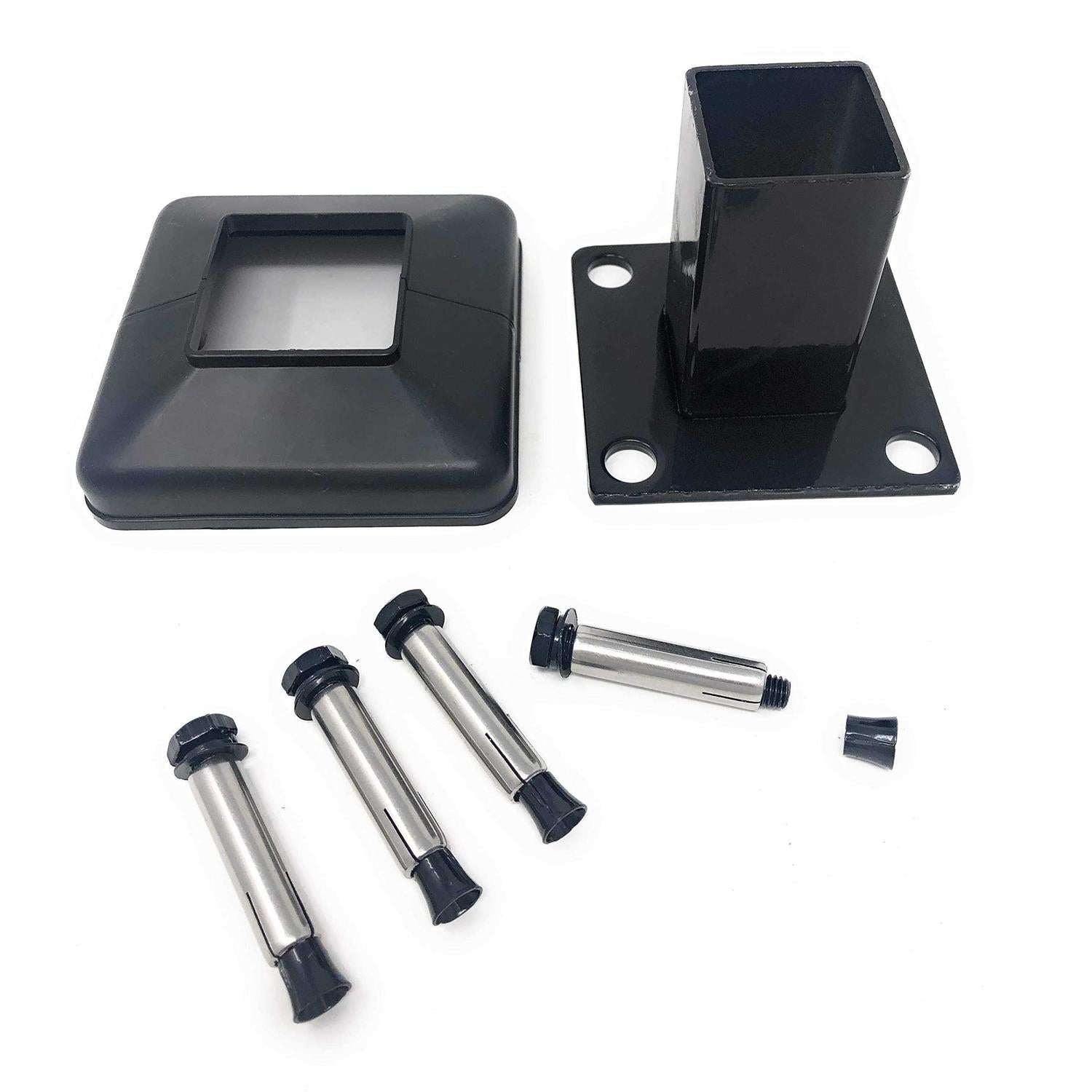Xcel Fence Metal Flange for 2 Square Post, Included Cover, and 4 Pcs of 7/16 X 2-1/2 Anchor Bolts - Shop Hardware Tools Online Store