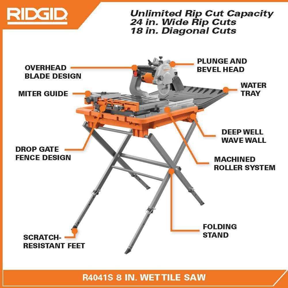RIDGID R4041S 12 Amp Corded 8 in. Tile Saw G59084