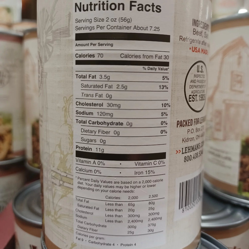 Lehman's All Natural Ready to Eat Canned Beef, 14.5 oz, Pack of 3 D43827