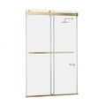 ROSWELL Spezia 76 in. H Double Sliding Seimi-Frameless Shower Door in Brushed Gold with Clear Glass - Shop Hardware Tools Online Store
