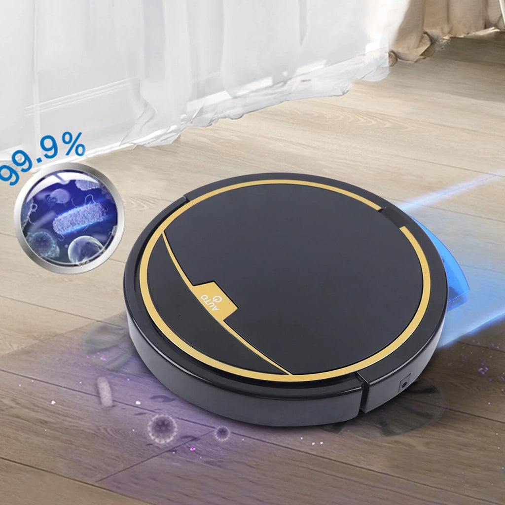 15W Rechargeable Robot Vacuum Cleaner with Mop, Black D500