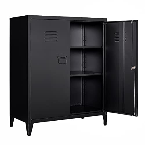 SISESOL Metal Storage Cabinet with 2 Adjustable Shelves, 36" H E162