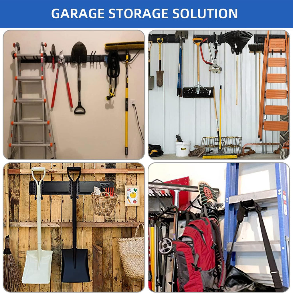 Heavy Duty Steel Garage Tool Storage Rack with Wall Hooks, Pack of 2 Q416634