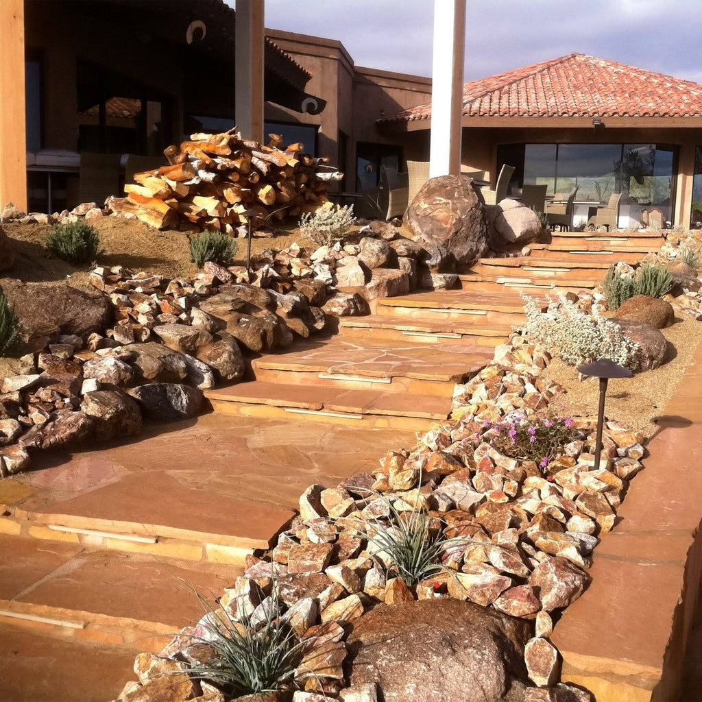 Natural Flagstone Stepping Stone Slabs - Salmon Red - 1000 lbs Q72473