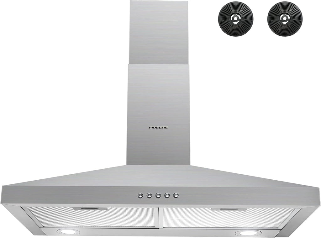 FIREGAS 30 inch Wall Mount Range Hood, Stainless Steel, 3 Speed Exhaust Fan N699