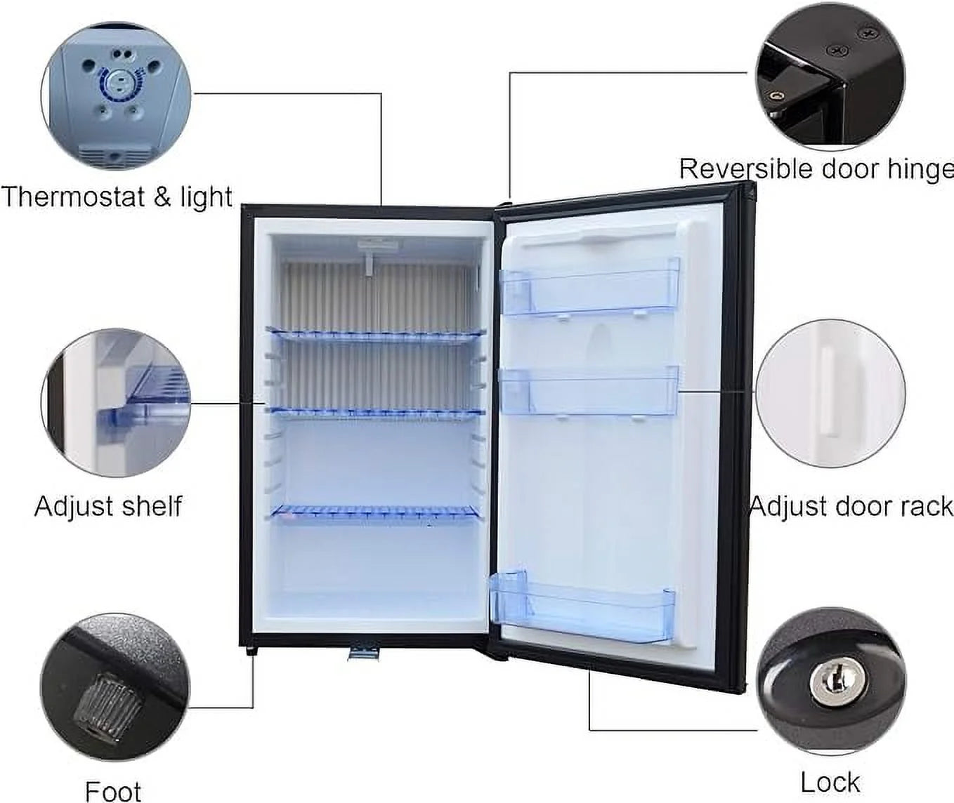 SMETA 1.7 Cu Ft Portable Absorption Mini Fridge with Lock D597430