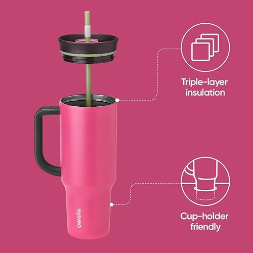 Owala Stainless Steel Insulated Travel Tumbler 40 oz Dusty Pink X1735