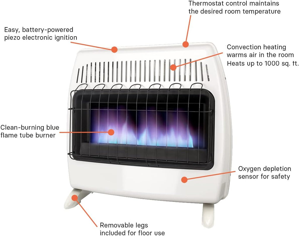 UTY 30,000 BTU Dual Fuel Vent-Free Wall Heater for Indoor Use M22233