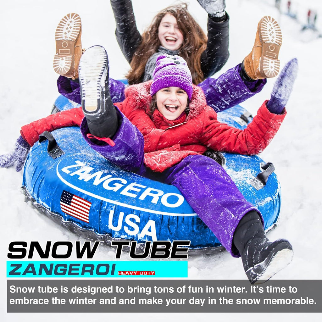 Heavy Duty Inflatable Snow Tube Sled for Kids and Adults with Cover, 47 Inch Blue G55355