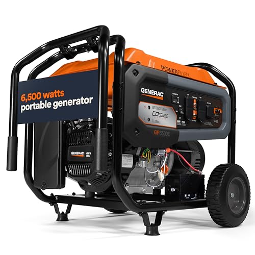 Generac 8000-Watt Gas-Powered Portable Generator with Electric Start, Orange/Black H399