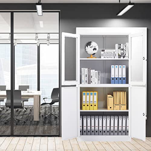 SISESOL Metal Storage Cabinet with 2 Adjustable Shelves, 36" H E162