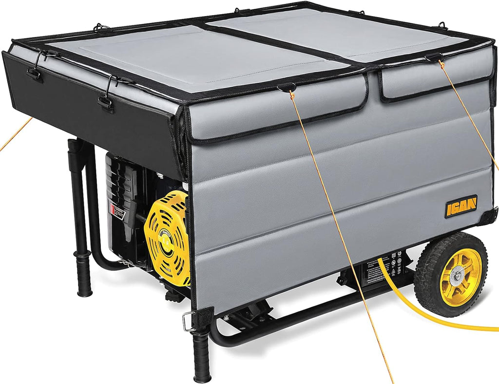 IGAN Generator Tent Running Cover Pro, Ultra Heavy Duty Tarpaulin Enclosure with Windproof Kit, Portable All-Weather Generator Rain Shelter for Most 3500w-12000w generators, Gray-2