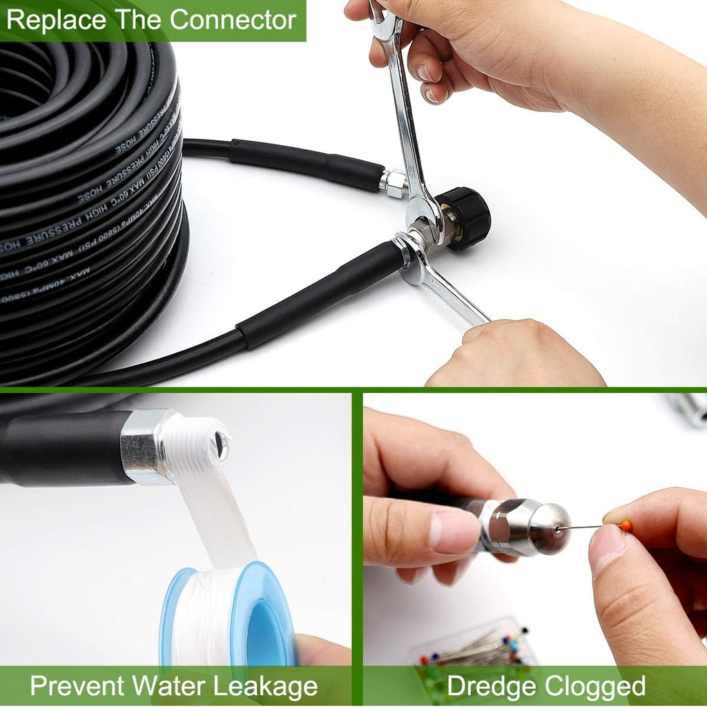 Sewer Jetter Kit 100FT for Pressure Washer, 5800PSI Drain Cleaner Hose 1/4 Inch NPT Z56985