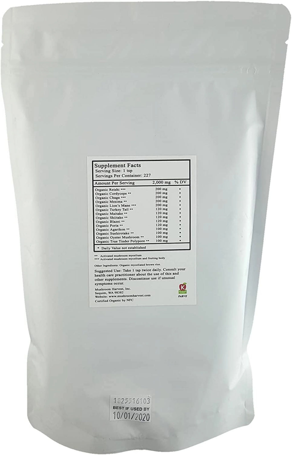 Mushroom Harvest 14 Mushroom Blend Powder, Organic, 1 lb O900