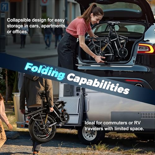 1000W Folding Electric Bike 48V 20.8AH Removable Battery 20" Fat Tire for Adults A175