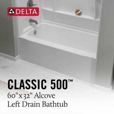 Delta Classic 500 60 in. Left Drain Alcove Bathtub H3877