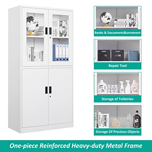 SISESOL Metal Storage Cabinet with 2 Adjustable Shelves, 36" H E162