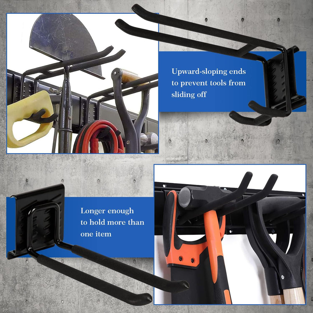 Heavy Duty Steel Garage Tool Storage Rack with Wall Hooks, Pack of 2 Q416634