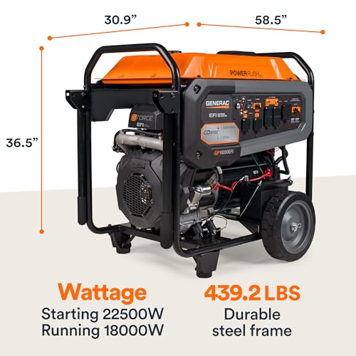 Generac 8000-Watt Gas-Powered Portable Generator with Electric Start, Orange/Black H399