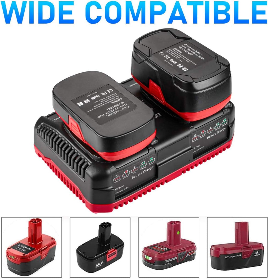 ANTRobut 2Pack 6.0Ah Replacement Craftsman 19.2V Lithium Battery with Charger Y863551