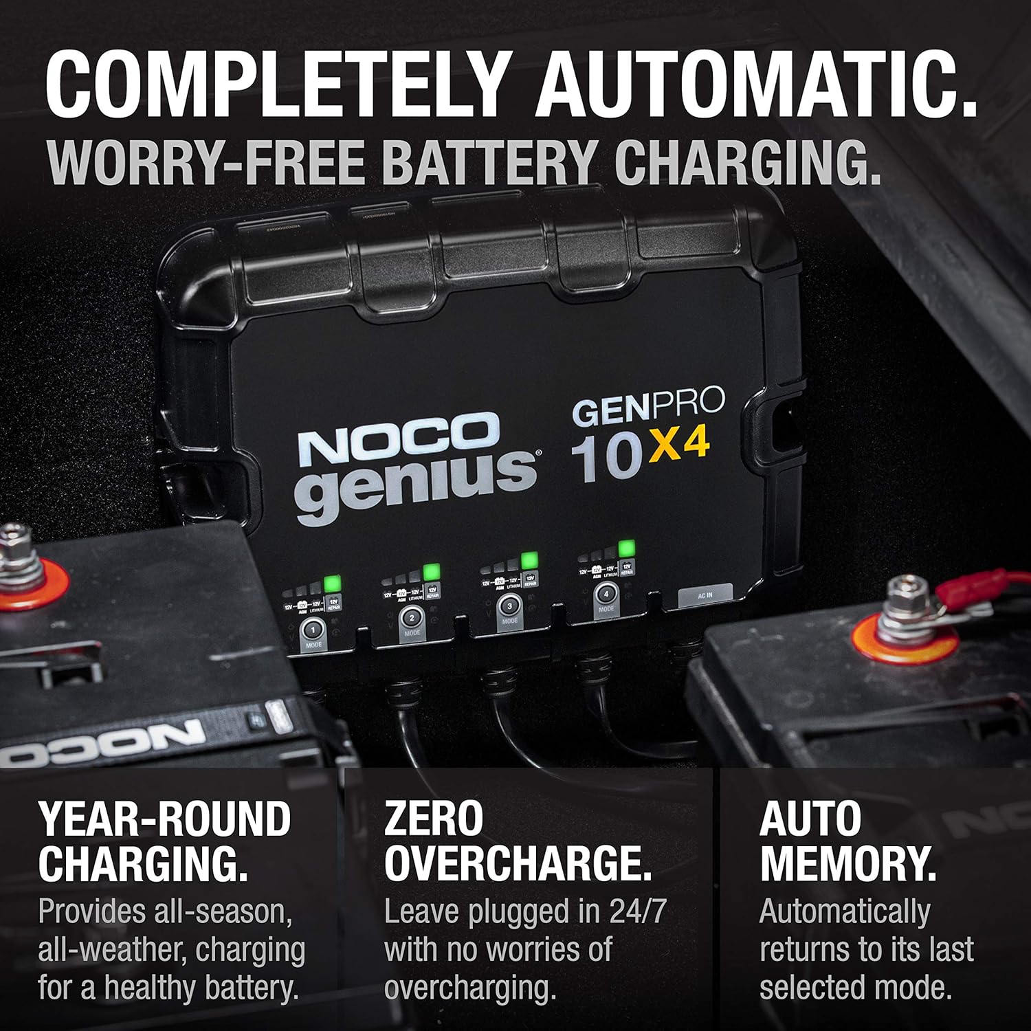 NOCO Genius GENPRO10X4 4-Bank 40-Amp Smart Marine Battery Charger V8343