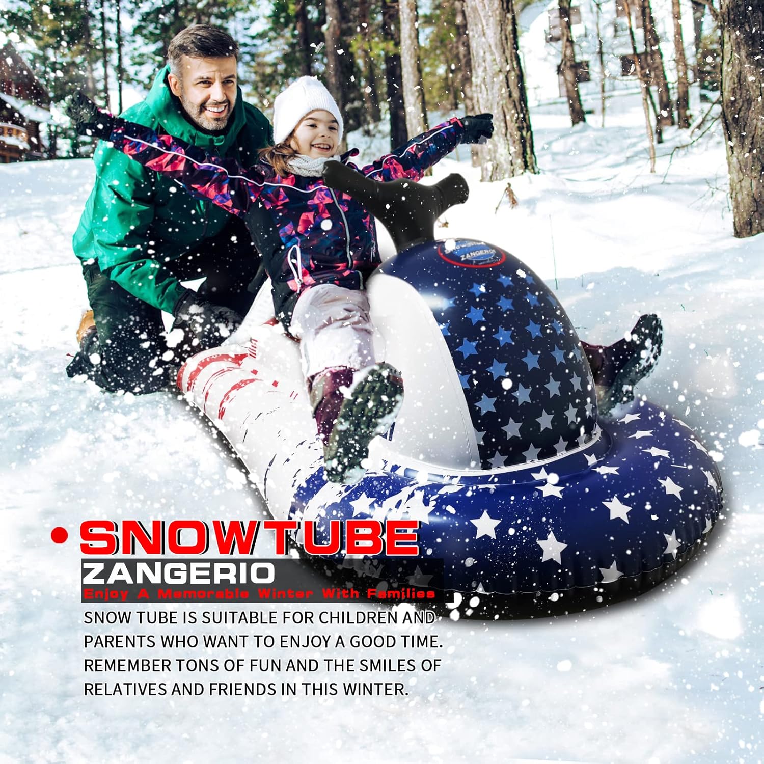 Heavy Duty Inflatable Snow Tube Sled for Kids and Adults, 2 Pack P4810