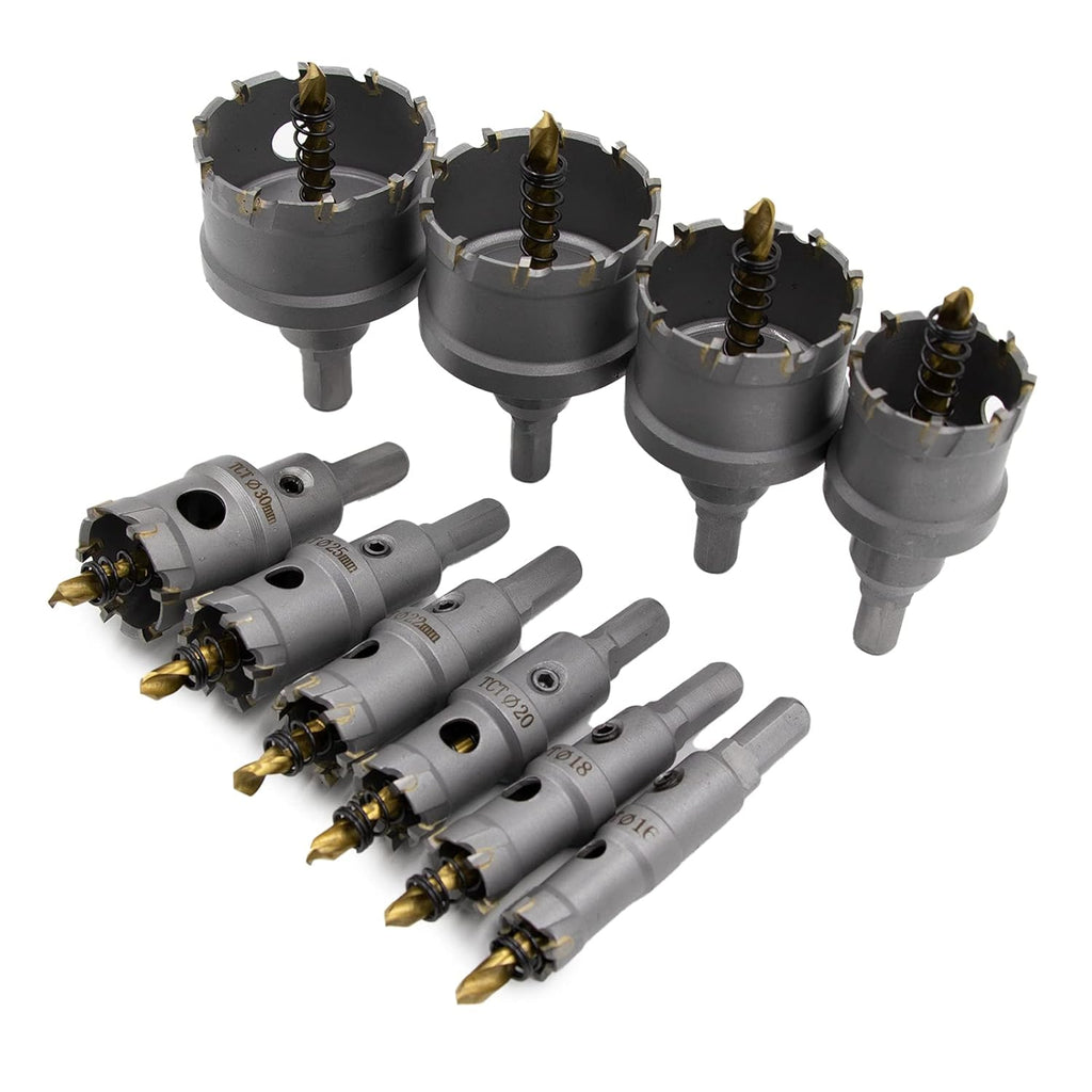 REETAI-FOUR 13Pcs TCT Hole Saw Kit, Tungsten Carbide Tipped, Heavy Duty for Stainless Steel O811088