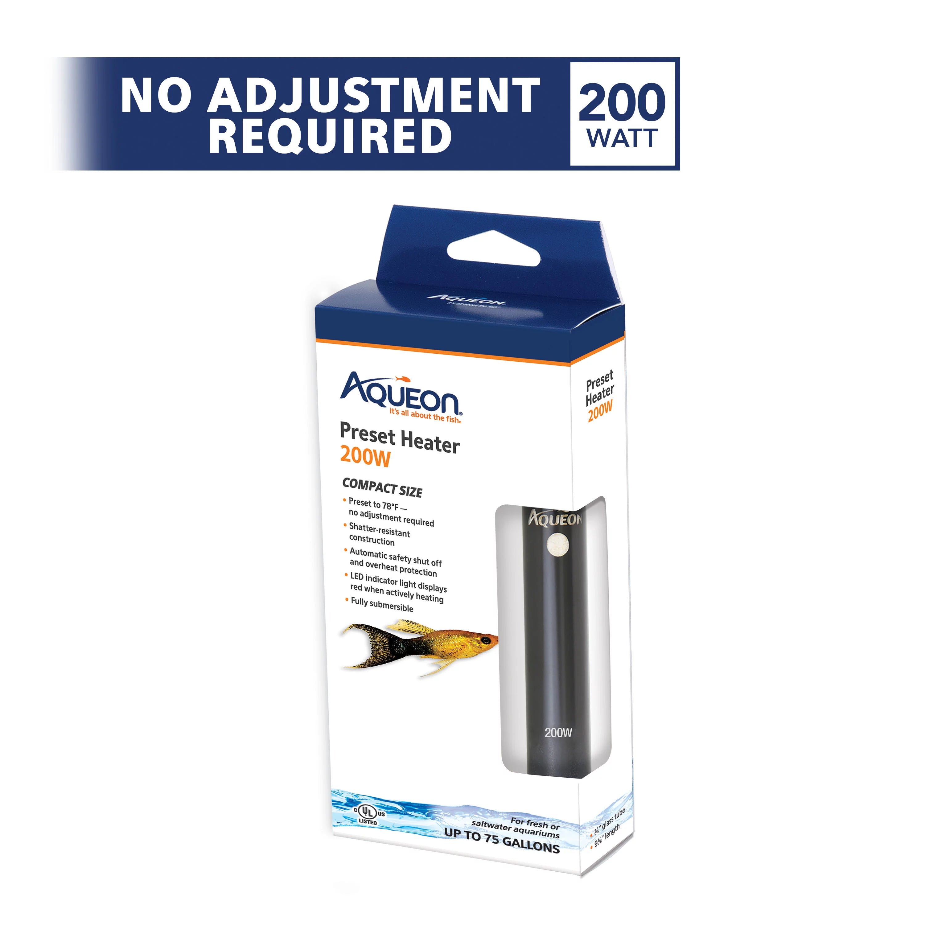 Aqueon Preset Aquarium Heater 200W Black C6130