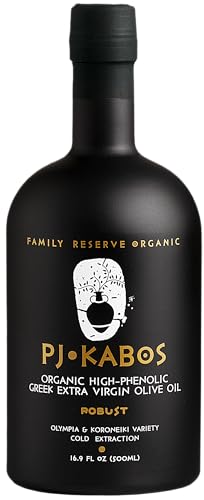P.J. KABOS 2024/25 Harvest, Very High Phenolic (750+mg/kg), USDA Organic Greek Extra Virgin Olive Oil, Kosher, Greece, Cold Extracted, 16.9 oz Bottle, "Family Reserve Organic - Robust"
