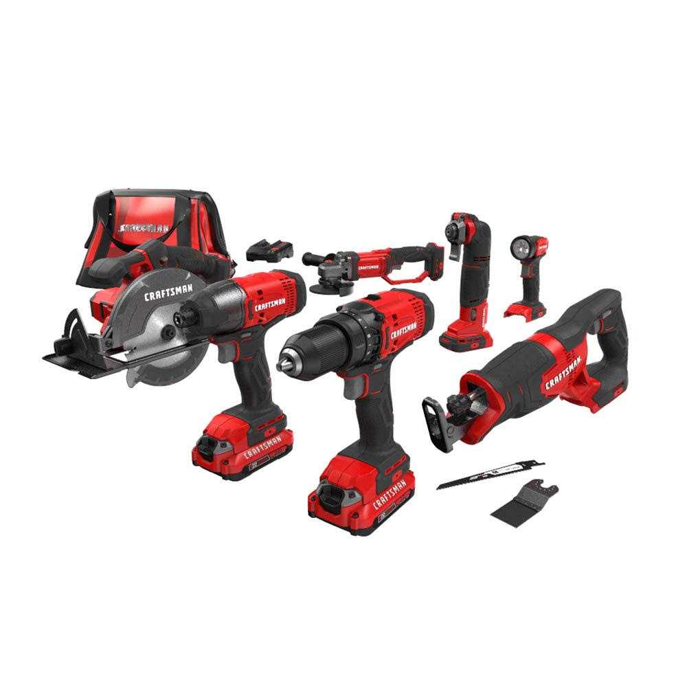 Craftsman V20 Cordless Brushed 7 Tool Combo Kit - Shop Hardware Tools Online Store