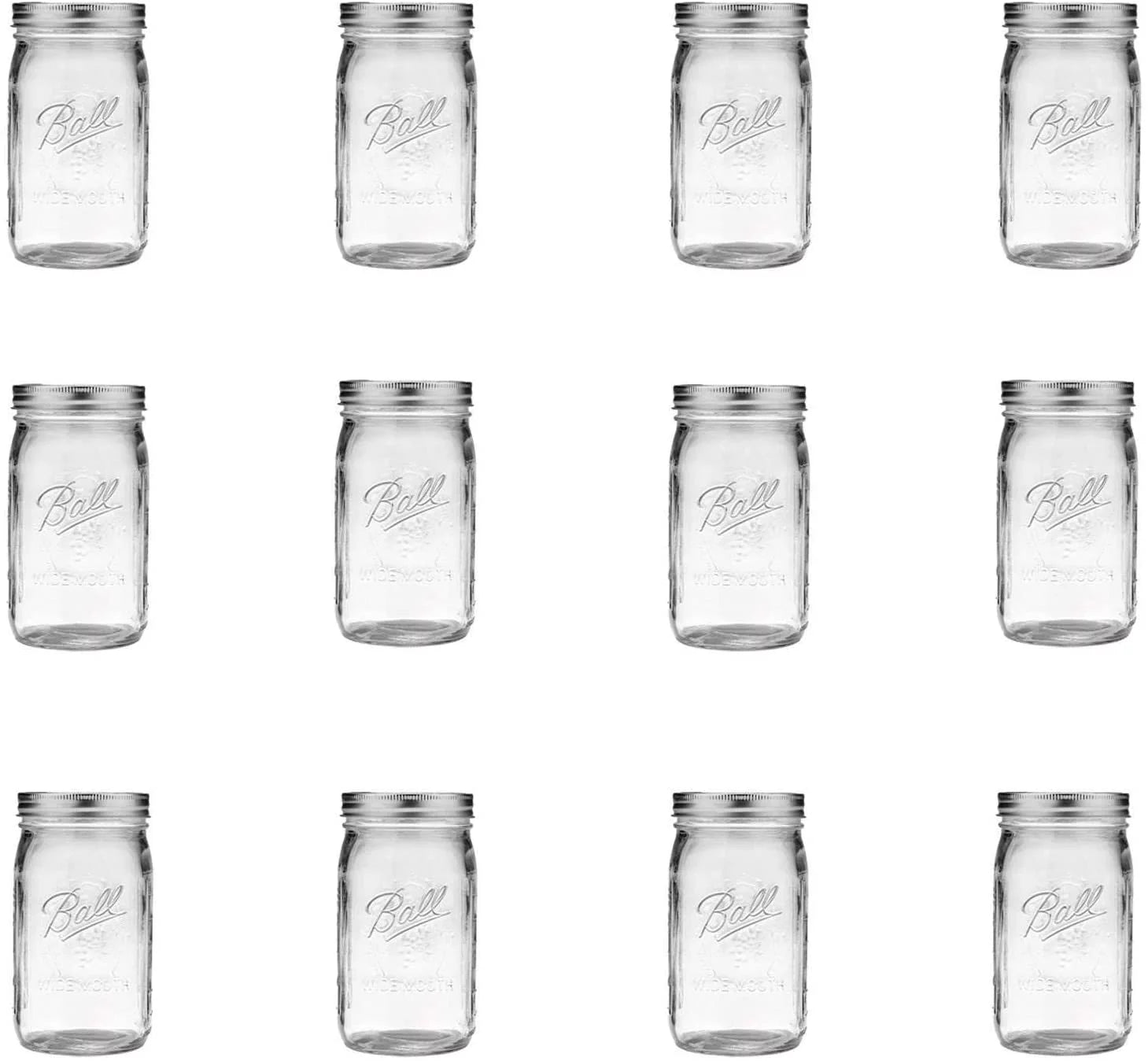 Ball Wide Mouth Quart 32 oz Jars with Lids and Bands, 3 Pack of 12 S545809