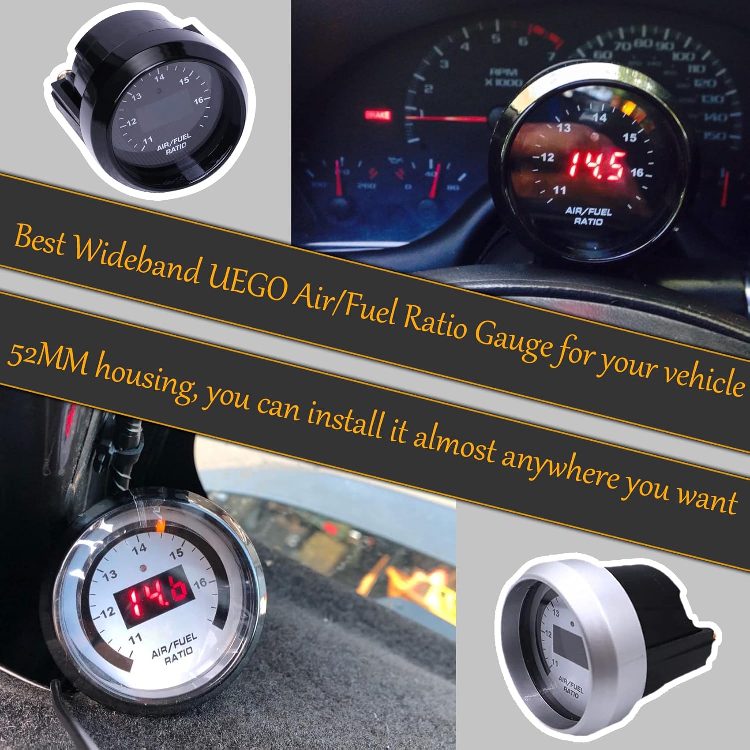 Wideband UEGO Air/Fuel Ratio Gauge 52mm with 4.9 LSU Sensor T943