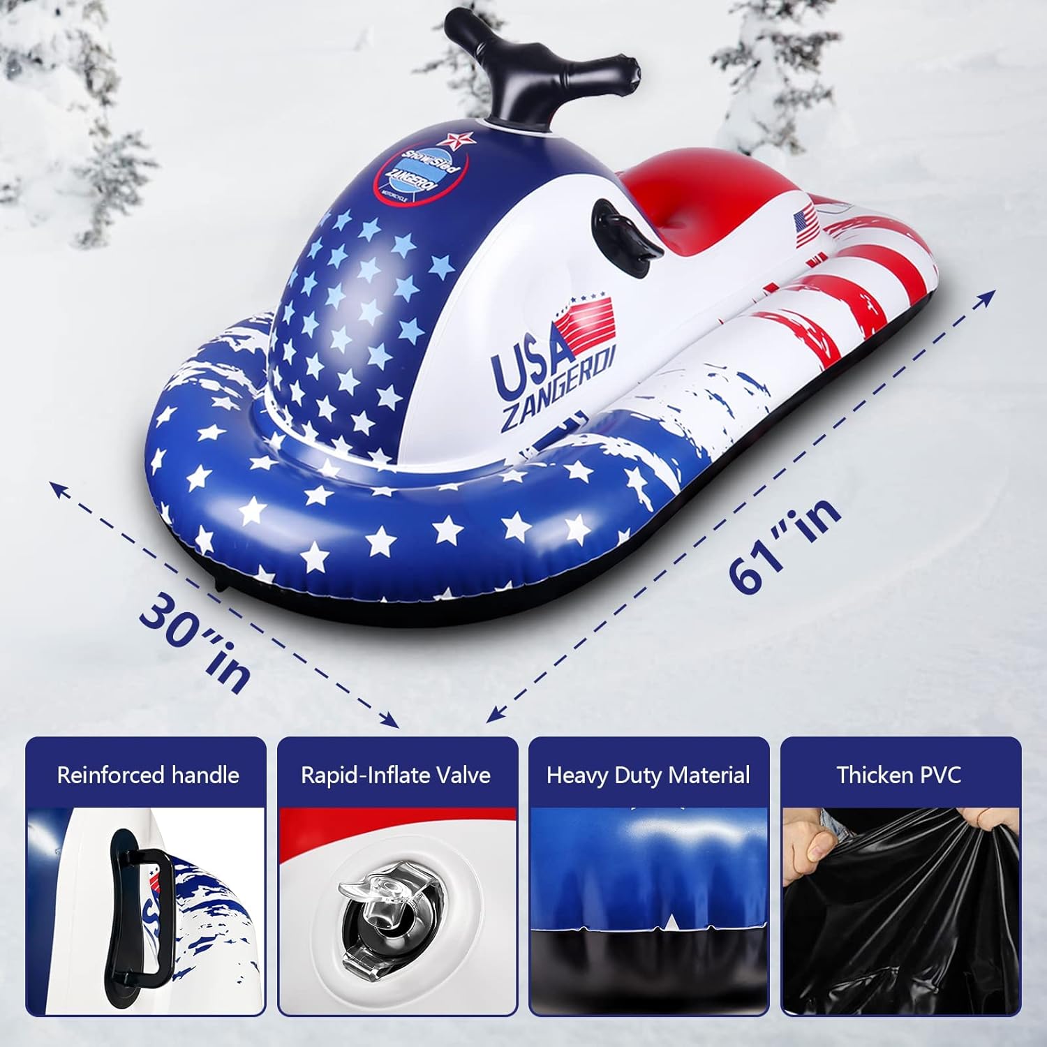 Heavy Duty Inflatable Snow Tube Sled for Kids and Adults, 2 Pack P4810