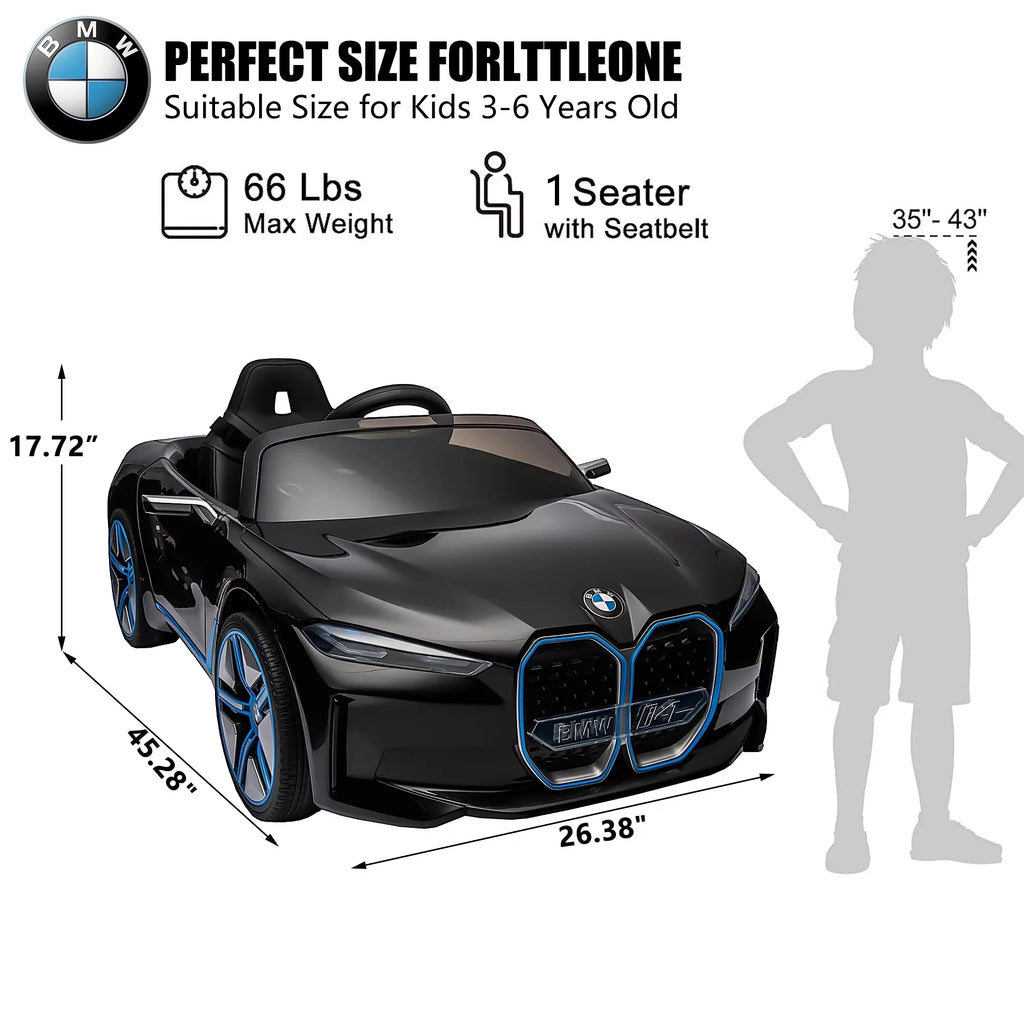 BMW i4 12V Kids Electric Ride-On Car with Remote Control, Black I207222