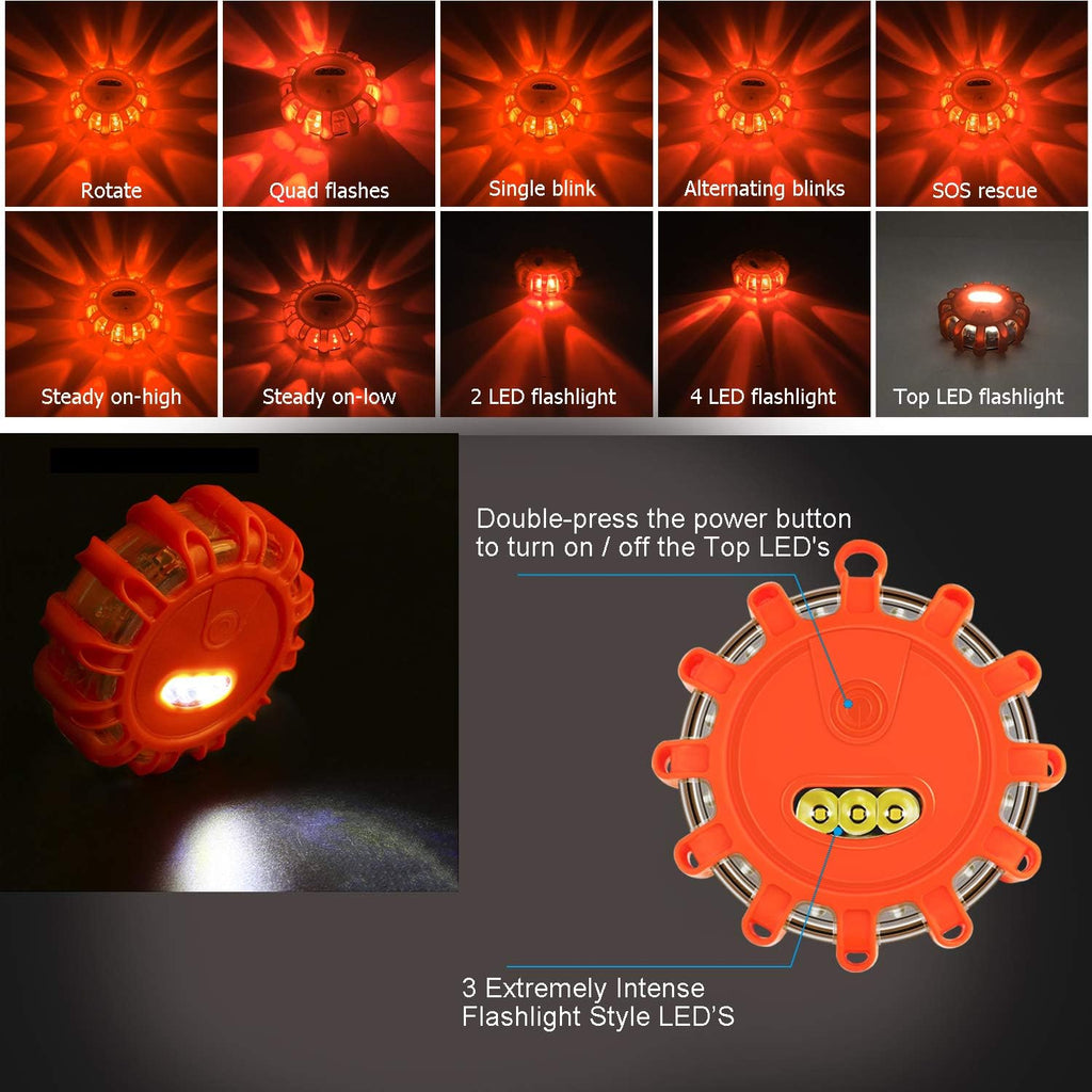 Tobfit 12 Pack LED Road Flares Emergency Safety Beacon with Magnetic Base N679589