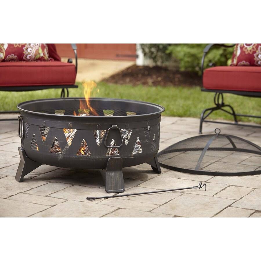 Garden Treasures 29.92-in Antique Black Steel Wood-Burning Fire Pit T88368
