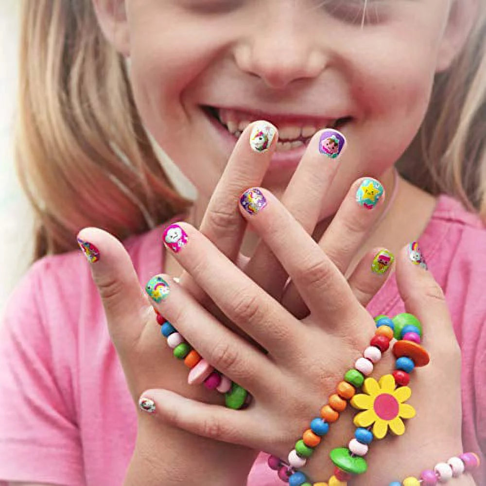 Hot Focus Sparkling Unicorn Nail Art Kit for Little Girls, 80PCS Scented Nail Polish, Glitter, Stickers, Non-Toxic T330860
