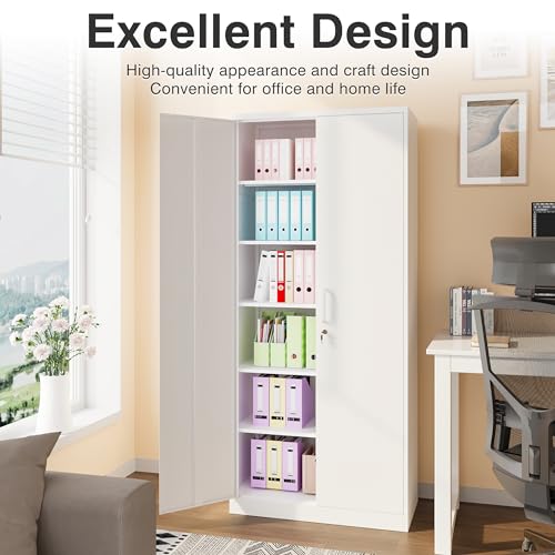 SISESOL Metal Storage Cabinet with 2 Adjustable Shelves, 36" H E162