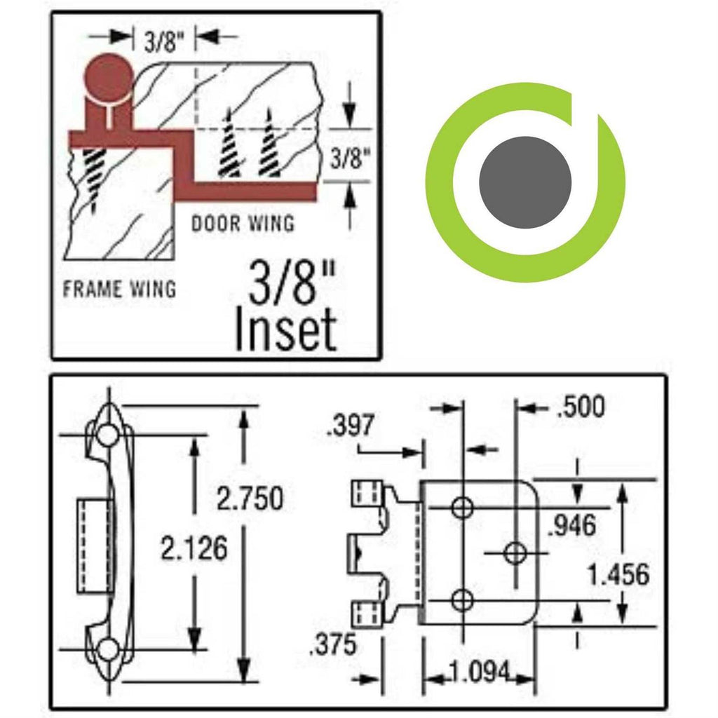 Cosmas 15628-ORB Oil Rubbed Bronze Cabinet Hinges 3/8 Inset V820526