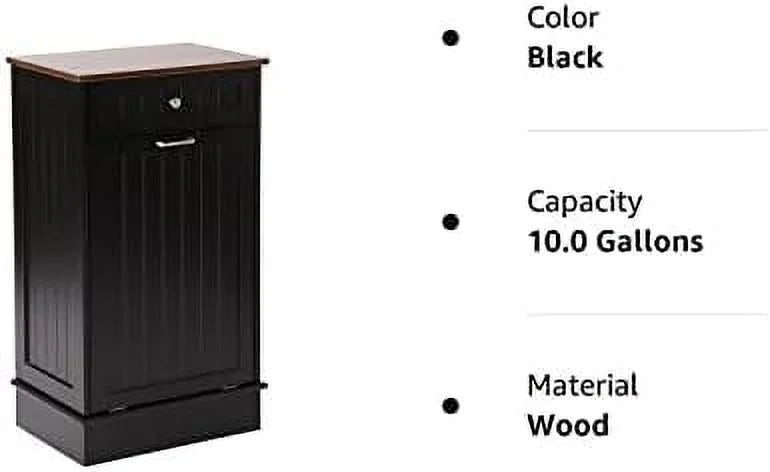 TJUNBOLIFE Free-Standing Tilt Out Trash Bin with Drawer, Grey F503272