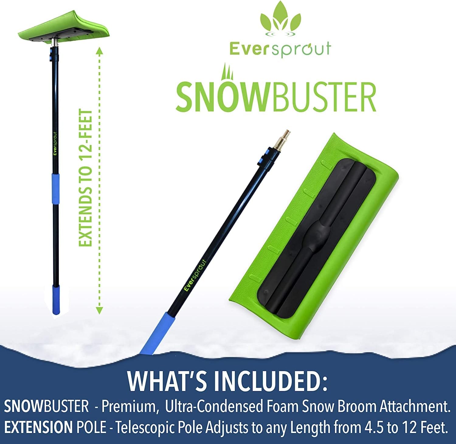 EVERSPROUT SnowBuster Extendable Roof Rake for Snow Removal, 5-12 ft, Pack of 2 M113